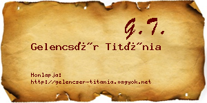 Gelencsér Titánia névjegykártya